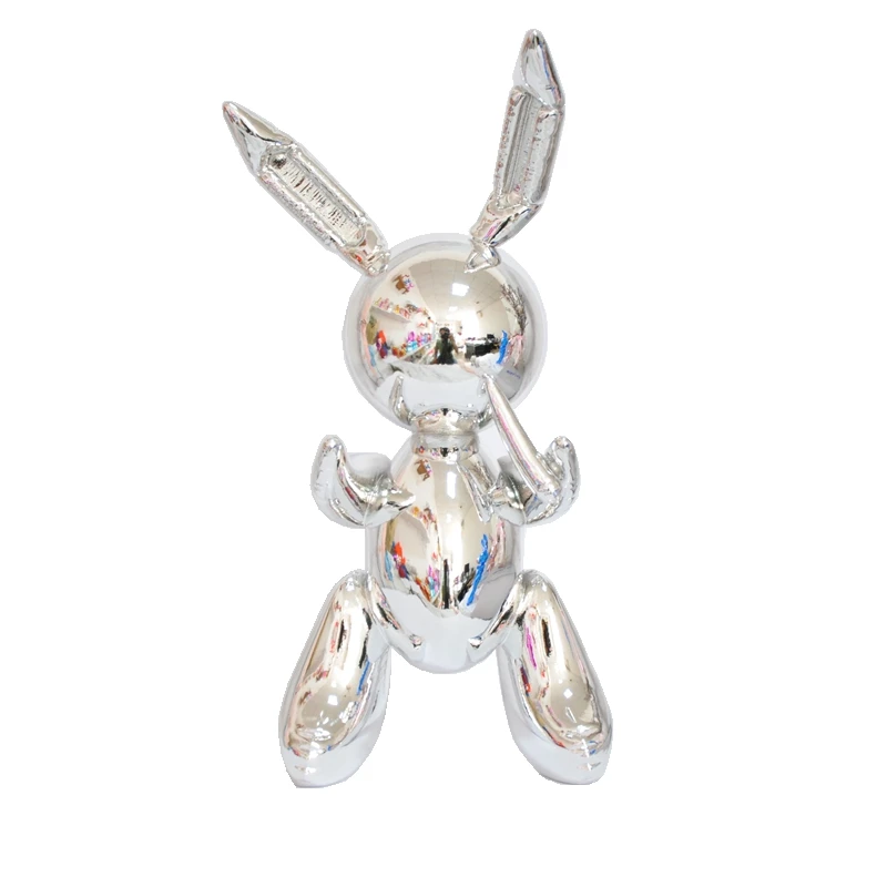 Серебристый Jeff Koons Кролик Милые Животные Смола скульптура свадебный декоративный шар Кролик дом в скандинавском стиле украшения Аксессуары декор для дома - Цвет: Серебристый