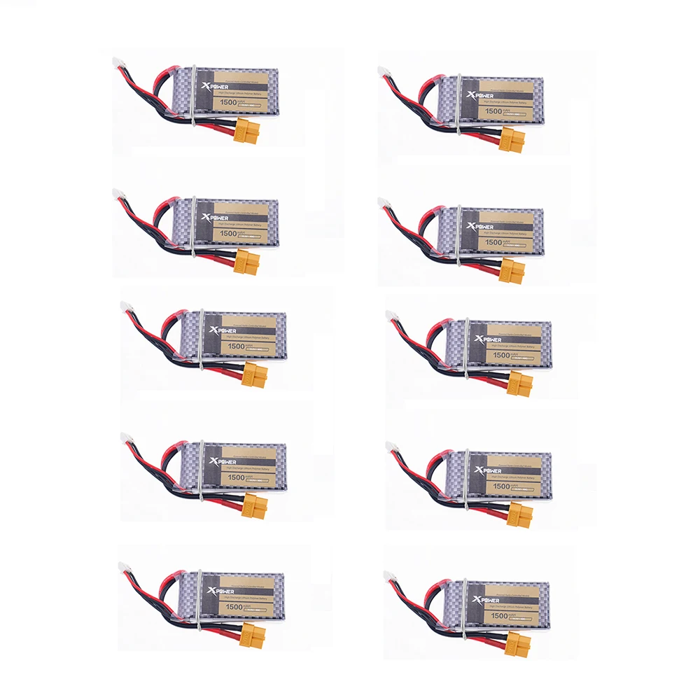 Горячий 10 шт литий полимерный аккумулятор xPower 11 1 V 1500Mah 3S 40C MAX 60C XT60 Разъем для RC