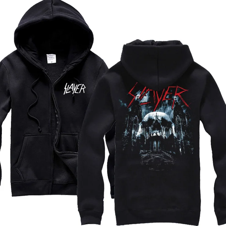 26 дизайнов Slayer, хлопковые мягкие толстовки в стиле рок, куртка в виде ракушки, толстовка на молнии в стиле панк с тяжелым металлом, флисовая верхняя одежда sudadera Skull - Цвет: 6