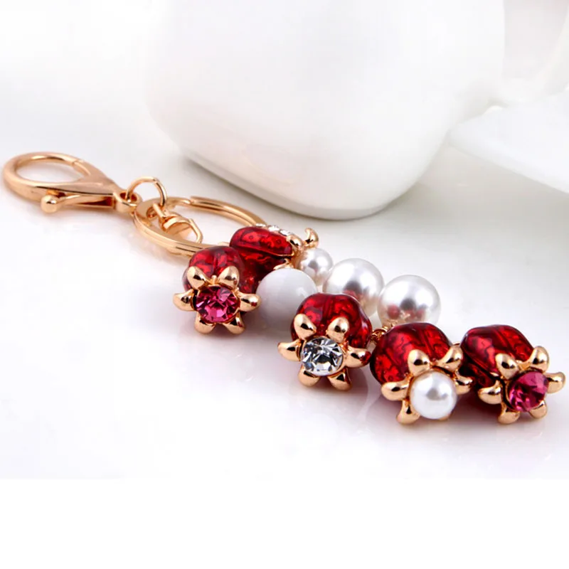 RE Crystal Rhinestone Подарочный сплав брелок для ключей Женская сумочка автомобильный