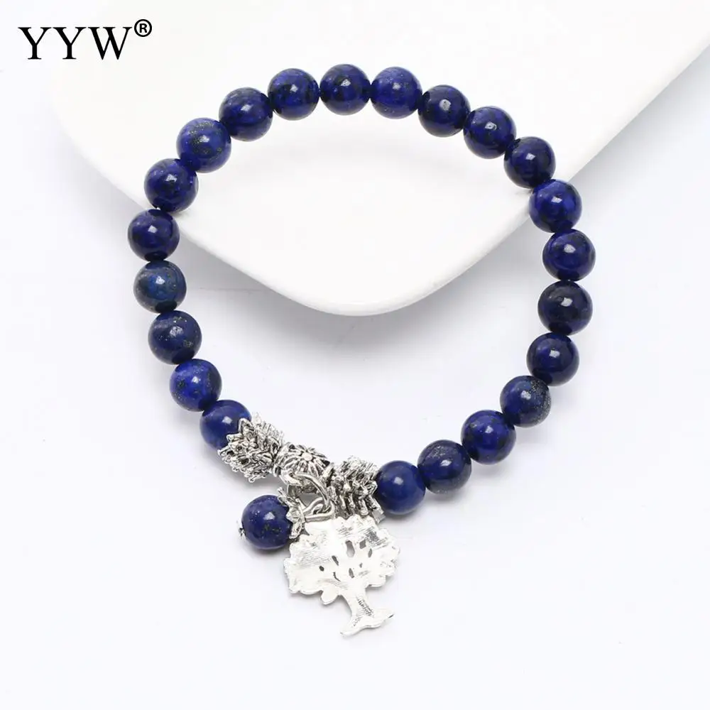 Натуральный камень Древо жизни браслет Lapis браслеты из лазурита Pulseira Mala бусы