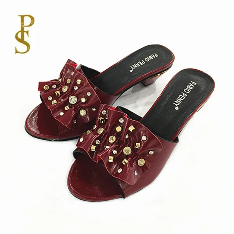 Туфли на низком каблуке тапочки для мамы с заклепками женщин|Тапочки| |