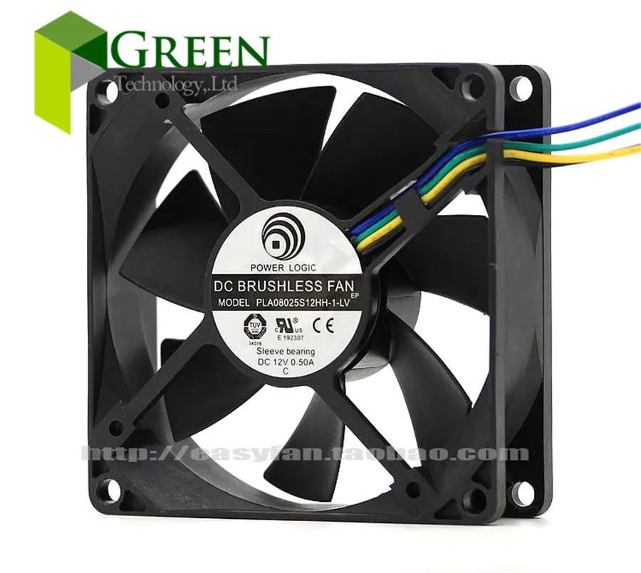 

New POWER LOGIC 8025 80MM 80*80*25MM Comptuter CPU Case Cooling fan PLA08025S12HH-1-LV 12V 0.5A with 4pin PWM