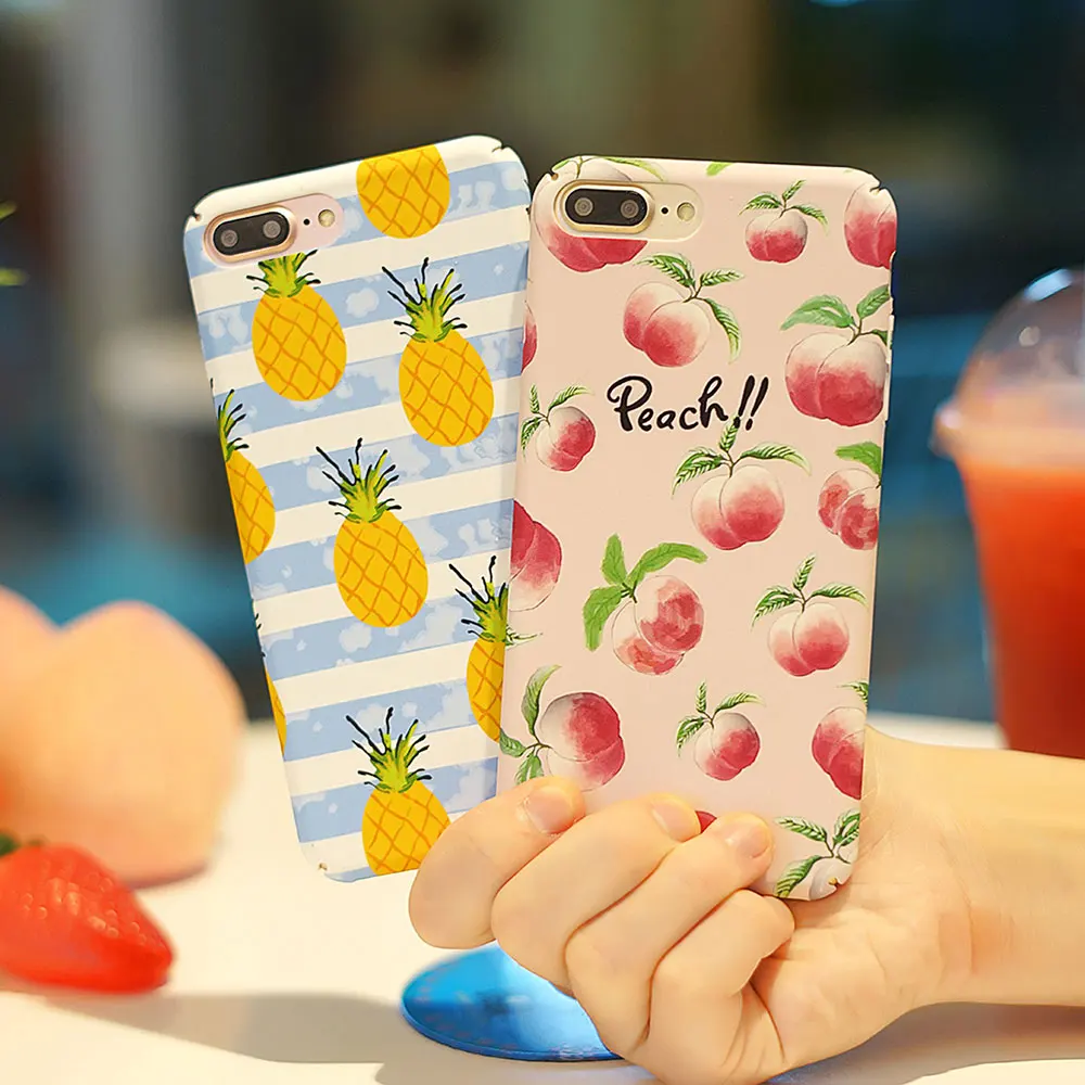 Boucho телефон чехлы для iphone 6 6s 7 8 плюс летом свежие фрукты персик ананас Пластик