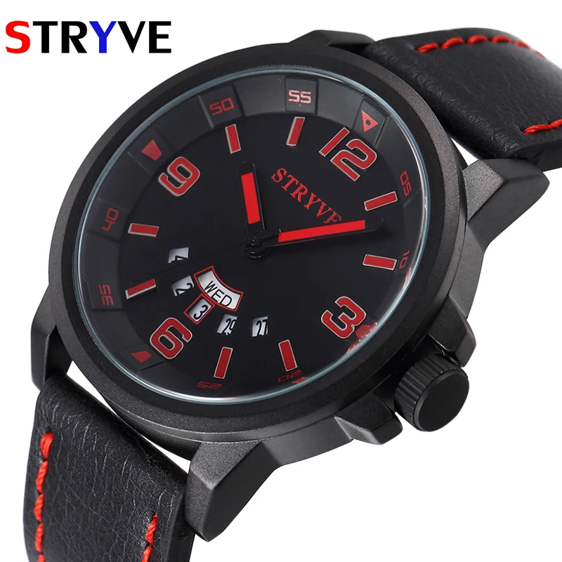 Stryve брендовые новые мужские Бизнес наручные часы Дата Неделя 30 м