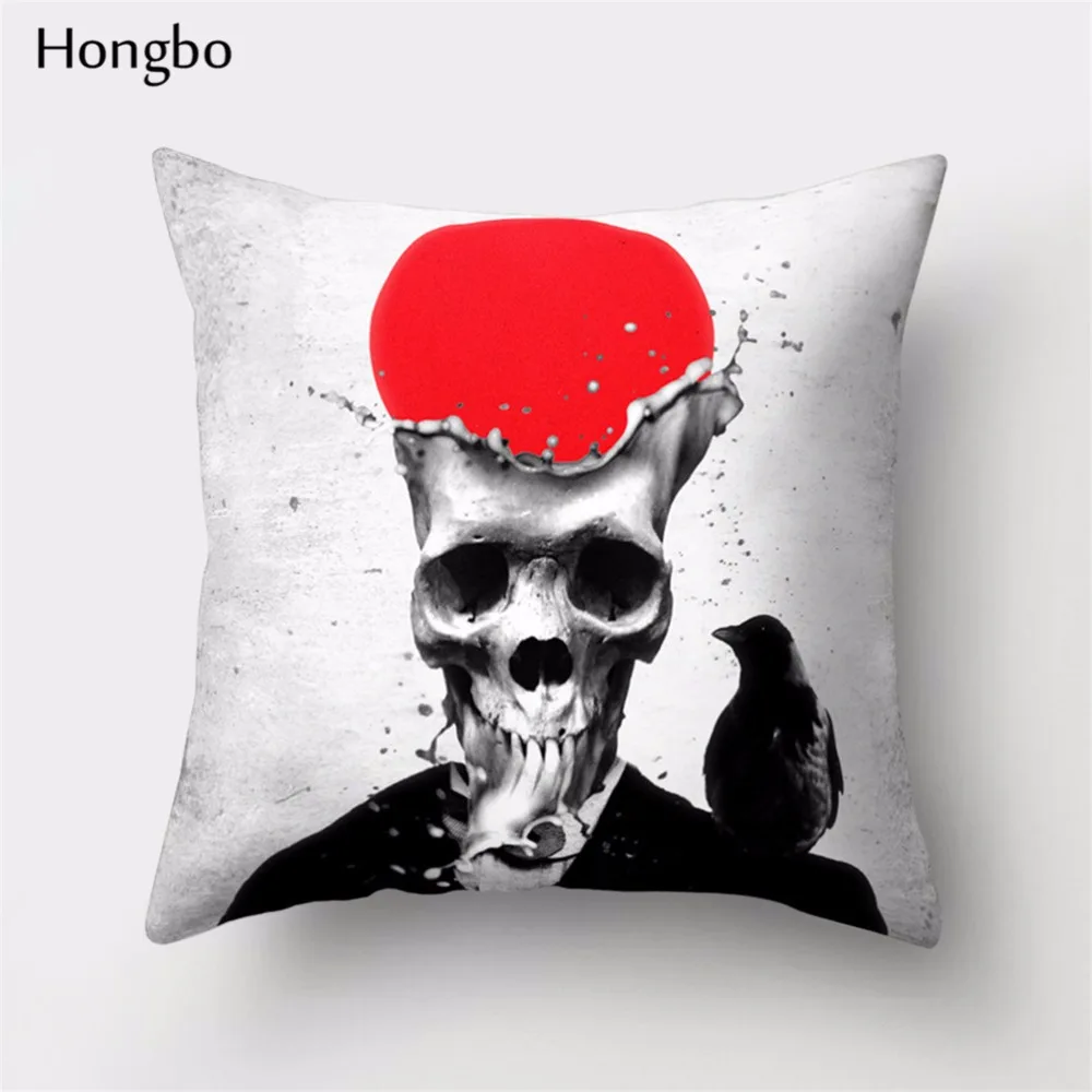 Hongbo, 1 шт., Женская Подушка с черепом, птица, сова, для девочек, узор, домашний декор, декоративные подушки, наволочка, наволочка