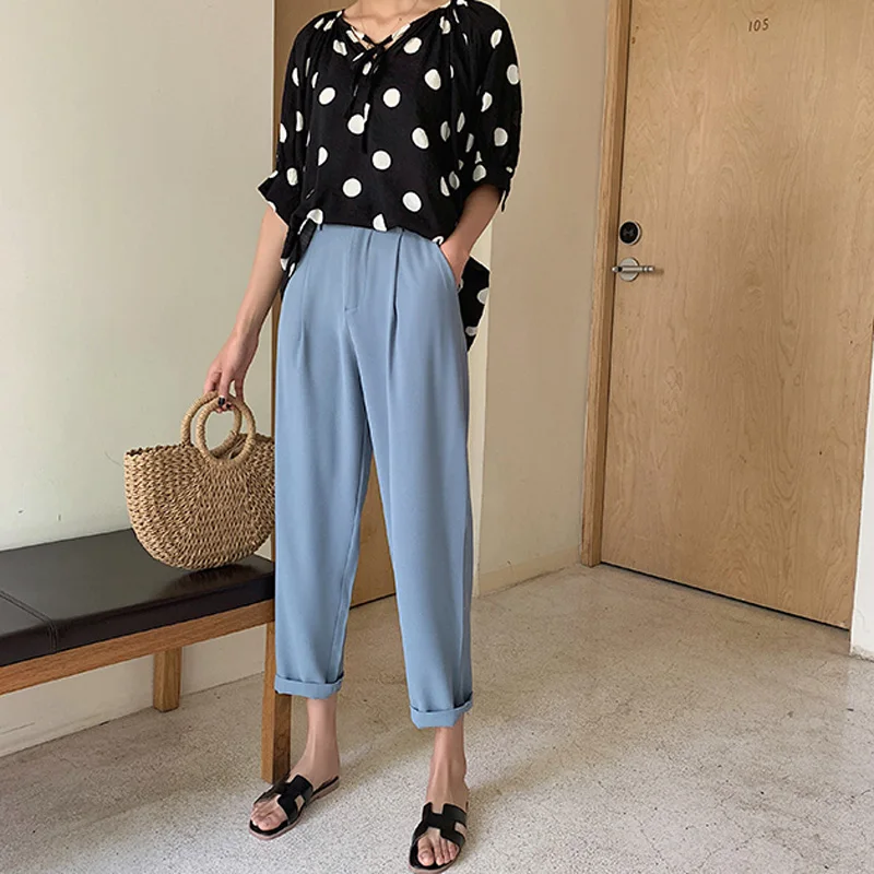 Summer Casual Women Harem Pants Elegant Pockets Loose Female Trousers High Waist Work Suit Pantalon Femininas 2019 | Женская одежда