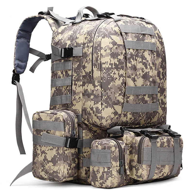 4 в 1 50 л Тактический Военный Рюкзак Molle, 600D нейлон Oudoor походный тактический рюкзак, водонепроницаемый камуфляж Альпинистский рюкзак сумки - Цвет: ACU
