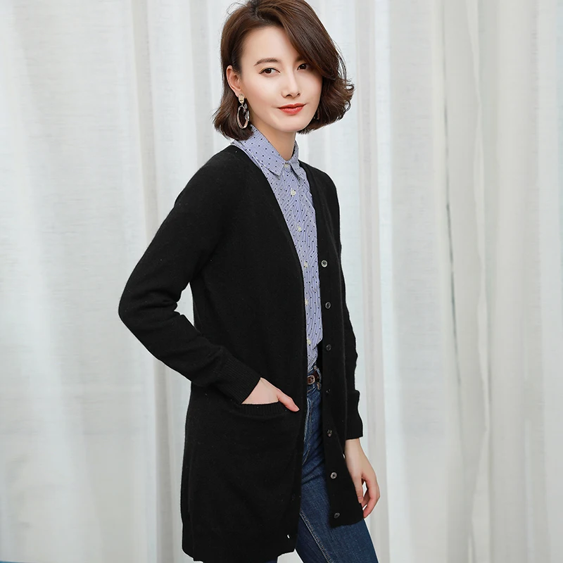 Женские свитера 100% кашемир вязаные кардиганы зима Новое поступление v-образный