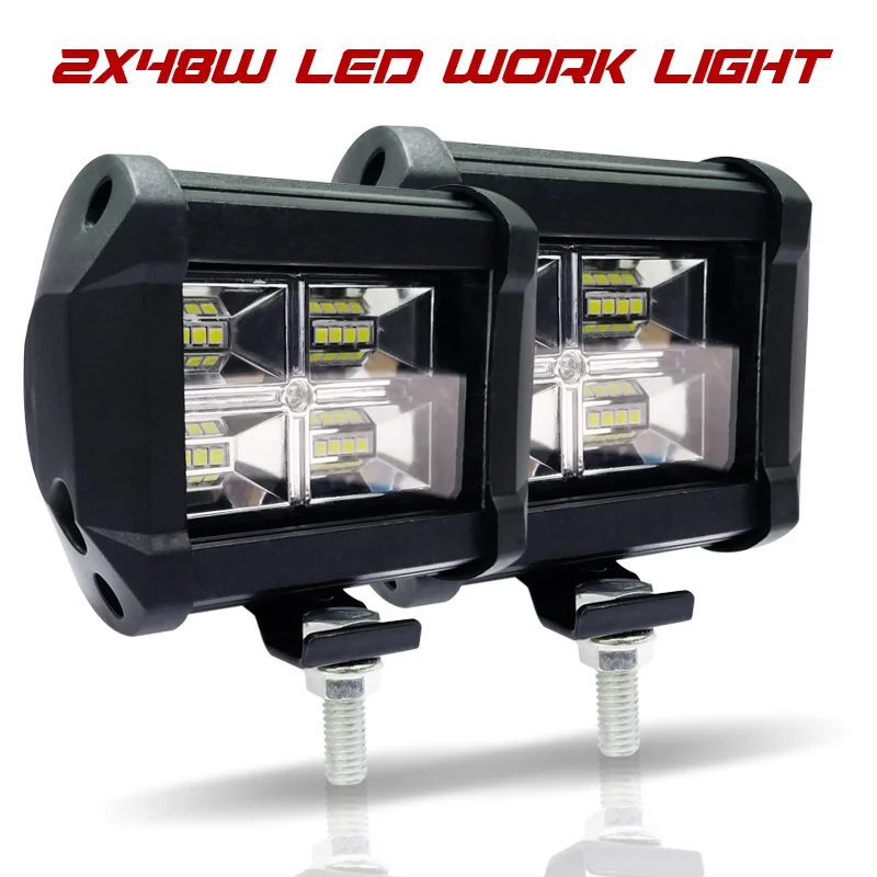 Black 2pcs led bar Световой бар рабочий свет 12 в 24 в 48 Вт Светодиодный прожектор для внедорожника Автомобильные фары дальнего света Светодиодные решетки для грузовиков авто лучи 4 дюйма - Цвет: Black 2pcs led bar