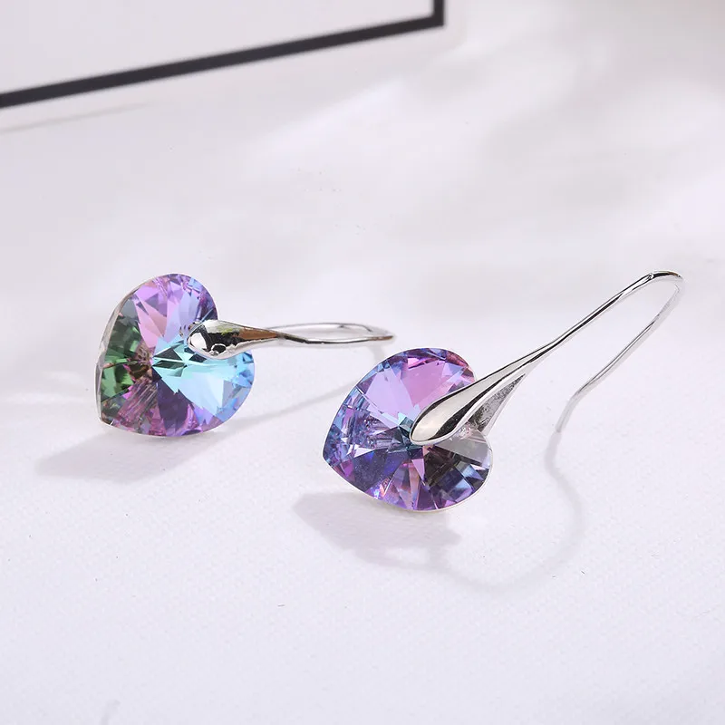 MS Betti, новинка, серьги в виде красного сердца с настоящими кристаллами Swarovski Bijoux, ювелирные изделия с несколькими цветами, опт - Окраска металла: VL