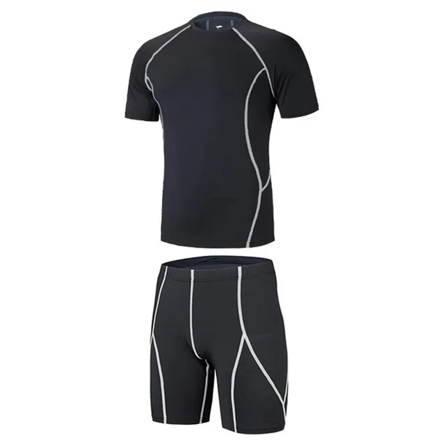 grey line set Детские Компрессионные шорты для бега с базовым слоем, комплекты футболок для футбола, баскетбола, тенниса, трико, спортивные футбольные шорты для спортзала f - Цвет: grey line set