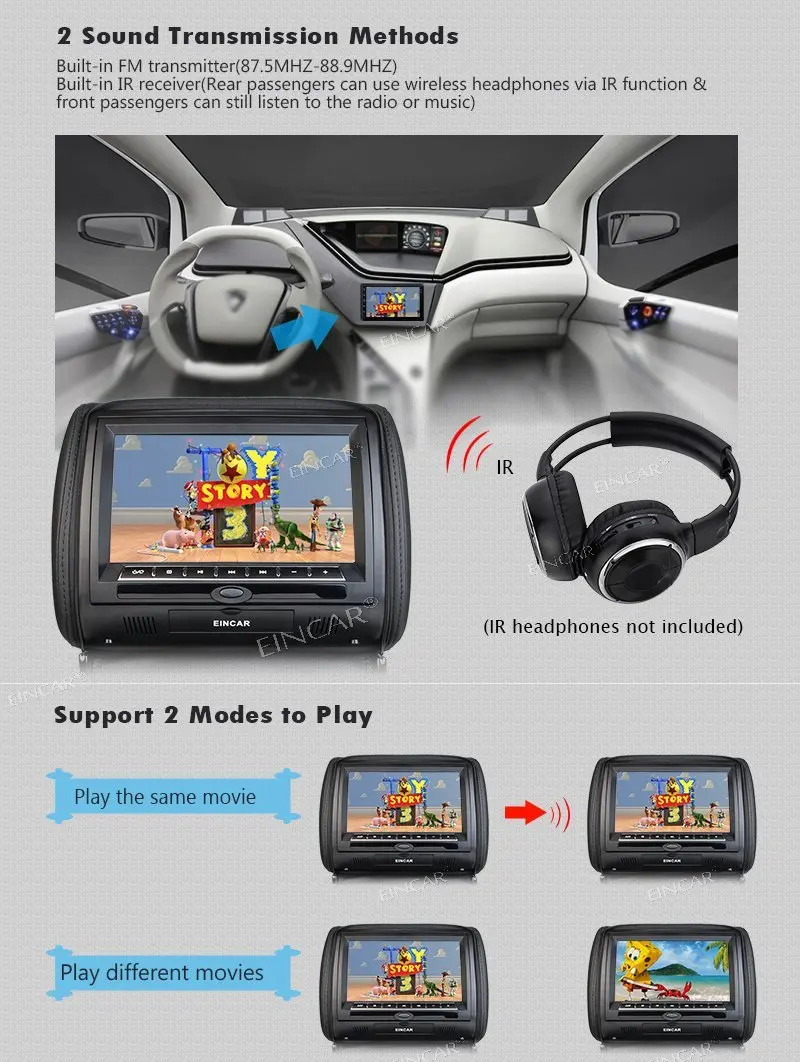 Пара 9 &quotавтомобиль на подголовник cd dvd плеер с TFT цифровой экран LCD автомобильный
