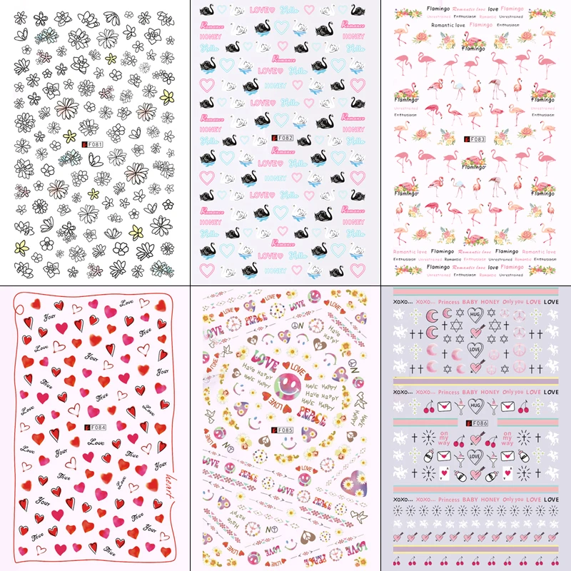 1 шт. милые красные розовые микс формы цветок Роза дизайн ногтей наклейки маникюр