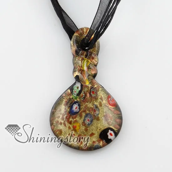 

twist glitter millefiori lampwork murano Italian venetian handmade glass necklaces with pendants high fashion jewellery