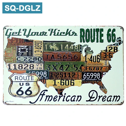 [SQ-DGLZ] полный сервис/Diner ROUTE 66 металлическая вывеска винтажные металлические пластины кафе Паб Клуб домашний Декор стены оловянные знаки Ретро табличка - Цвет: 0190