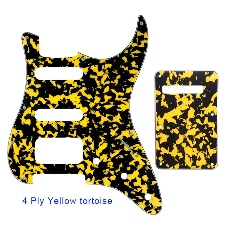 4ply yellow tortoise Pleroo гитарные аксессуары накладка с задней пластиной и 11 винтами для Fender Stratocaster США/мексиканский стандарт strat HSS гитара - Цвет: 4ply yellow tortoise
