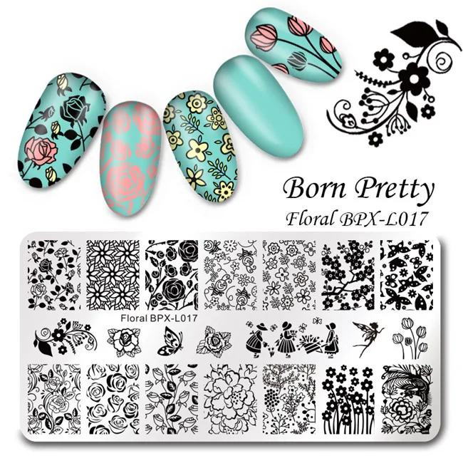 BPX L017 1 Шт. Born pretty различные геометрическые фигуры ногтей штампа шаблон плиты, прямоугольный ногтей штампа плиты BPX-L017-L023 - Цвет: BPX L017