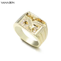 vanaxin eagle ring men bling bling punk style male gold color rock band brass fashion aaa cz luxury rings engagement jewels
