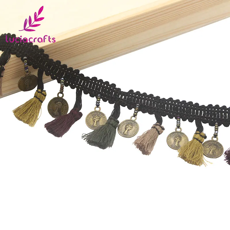 Lucia crafts 1 ярд 45 мм кисточки этнический стиль кружевная отделка ленты DIY сценический костюм воротник Швейные материалы для декора одежды N0704