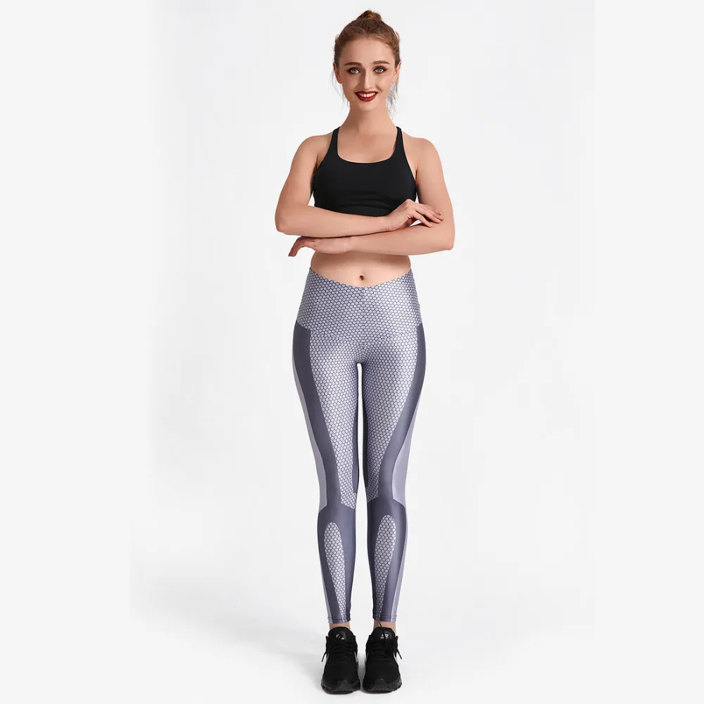 Maoxzon для женщин серый цифровой принт Athleisure фитнес обтягивающие леггинсы Йога