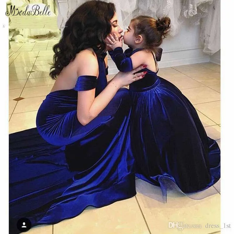 Модные бархатные платья Королевского синего цвета для выпускного вечера матери