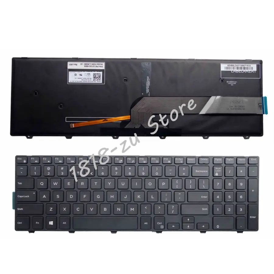 For Dell Inspiron 15 5000 Series 15 5551 5552 5555 5558 5559 7559 keyboard US layout black color with backlit keyboard