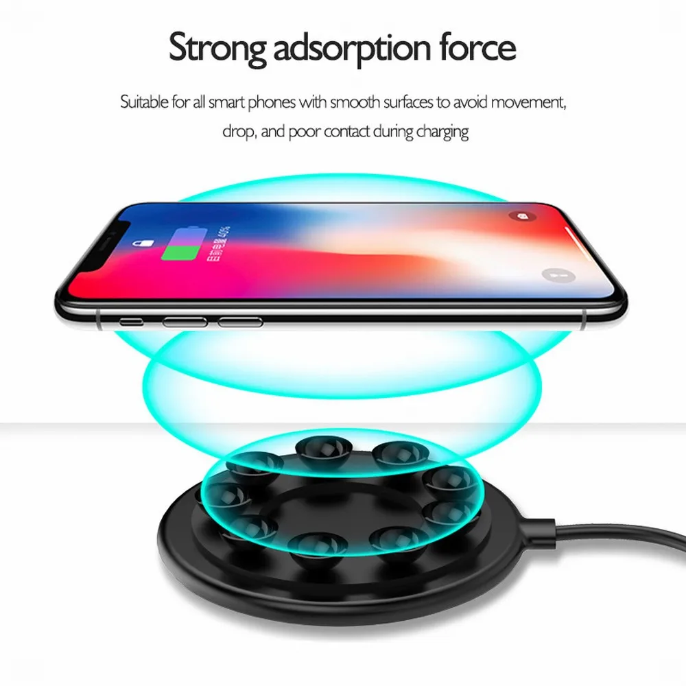 10 W Qi Беспроводное быстрое зарядное устройство для iPhone X/XS Max XR 8 8 Plus ультратонкая 7,5 W Беспроводная зарядка с присоской для Xiaomi 7/8 Mix 3
