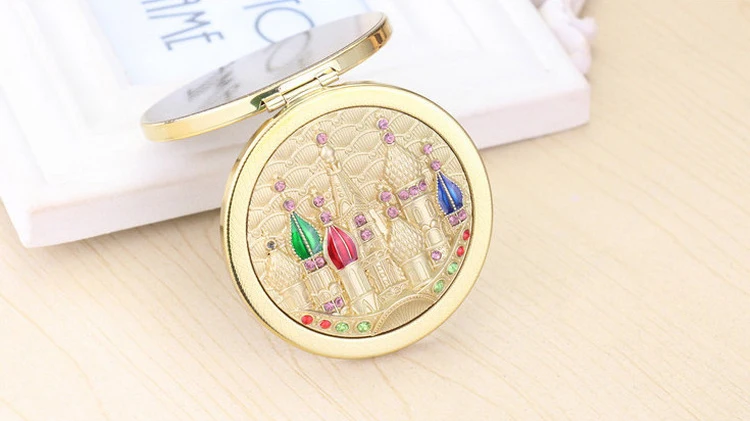 Mini makeup compact pocket mirror New year Christmas party bridesmaid gift birthday present Retro castle peacock flower | Красота и