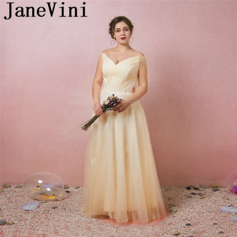 

JaneVini 2018 Elegant Tulle Long Mother of the Bride Dresses A Line Lace Applique Floor Length Formal Evening Gowns For Weddings
