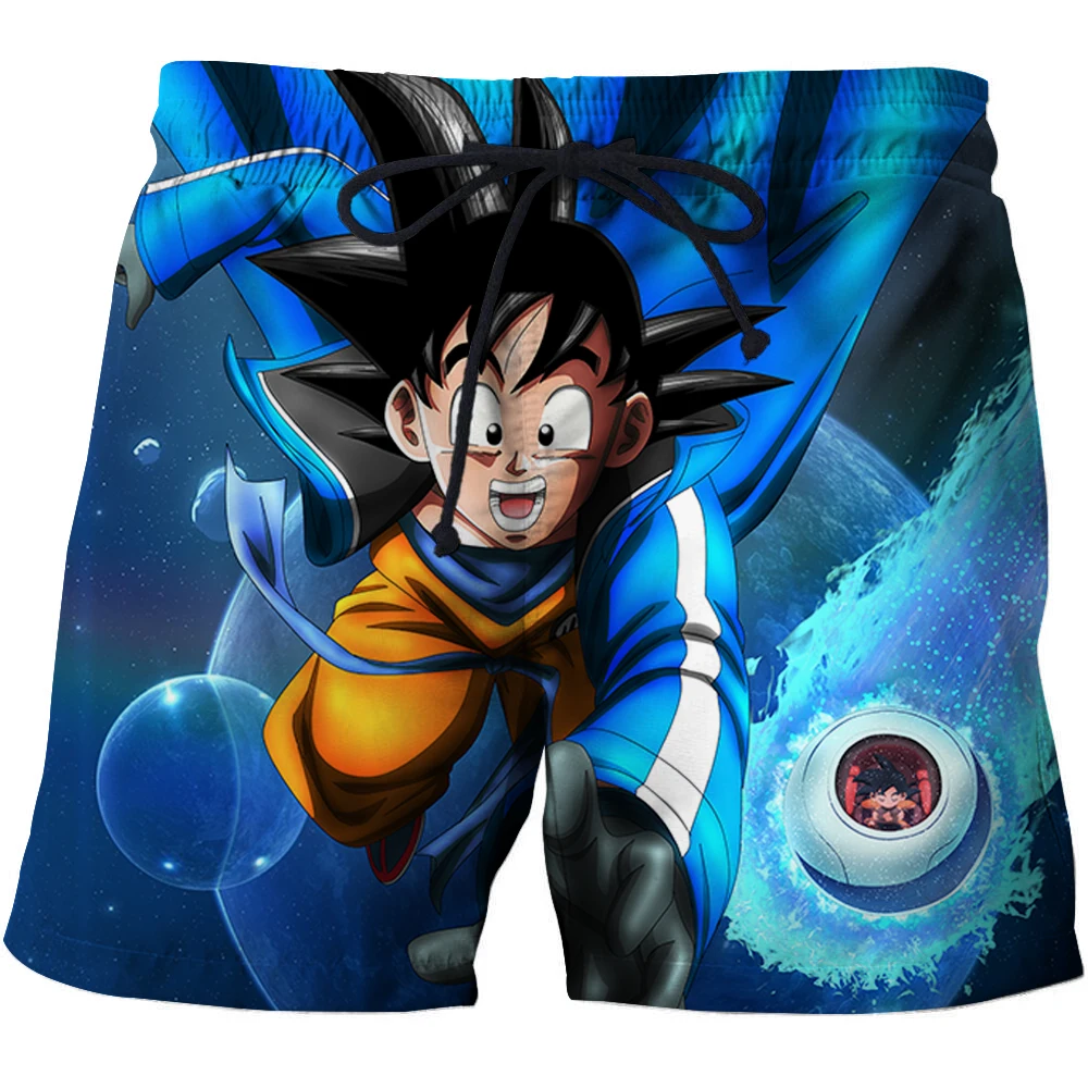 Мужские пляжные шорты с 3D принтом японского аниме Dragon Super Saiyan Goku повседневные для