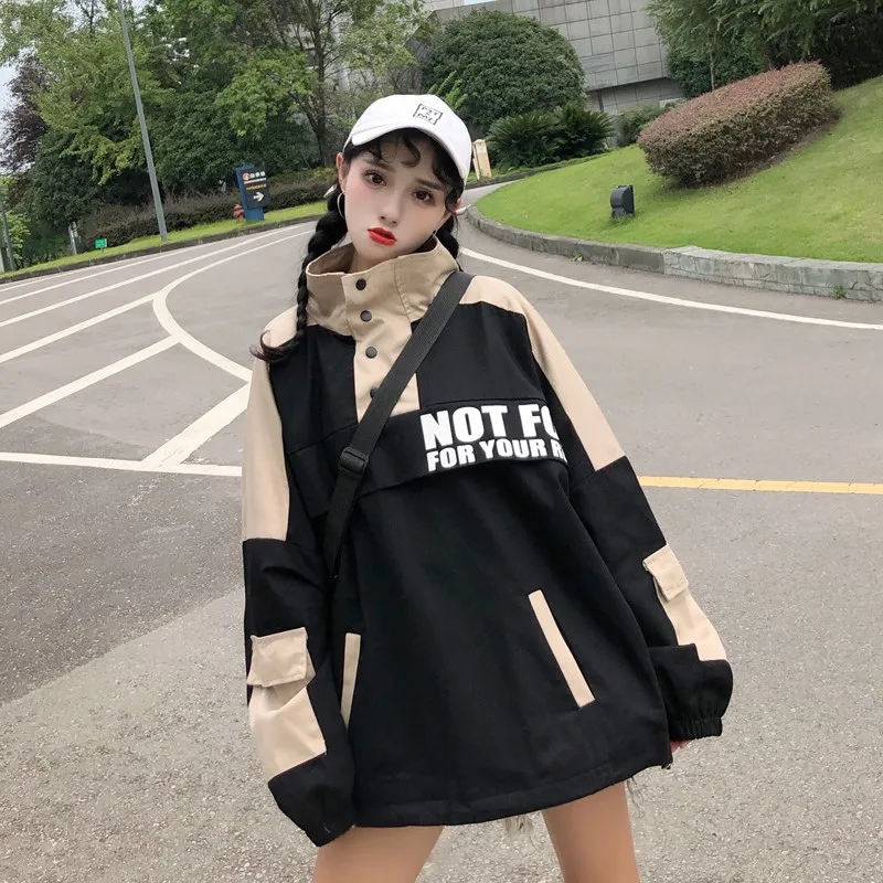 Весенне-осеннее новое пальто в Корейском стиле bf Harajuku свободная цветная куртка