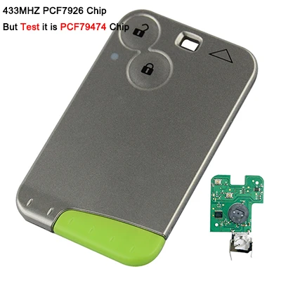 PCF7926 Chip OkeyTech дистанционная карта смарт-ключ для автомобиля для Renault Лагуна Espace 433 МГц ID46 PCF7947 PCF7926 чип 2 кнопки с вставным лезвием - Цвет: PCF7926 Chip