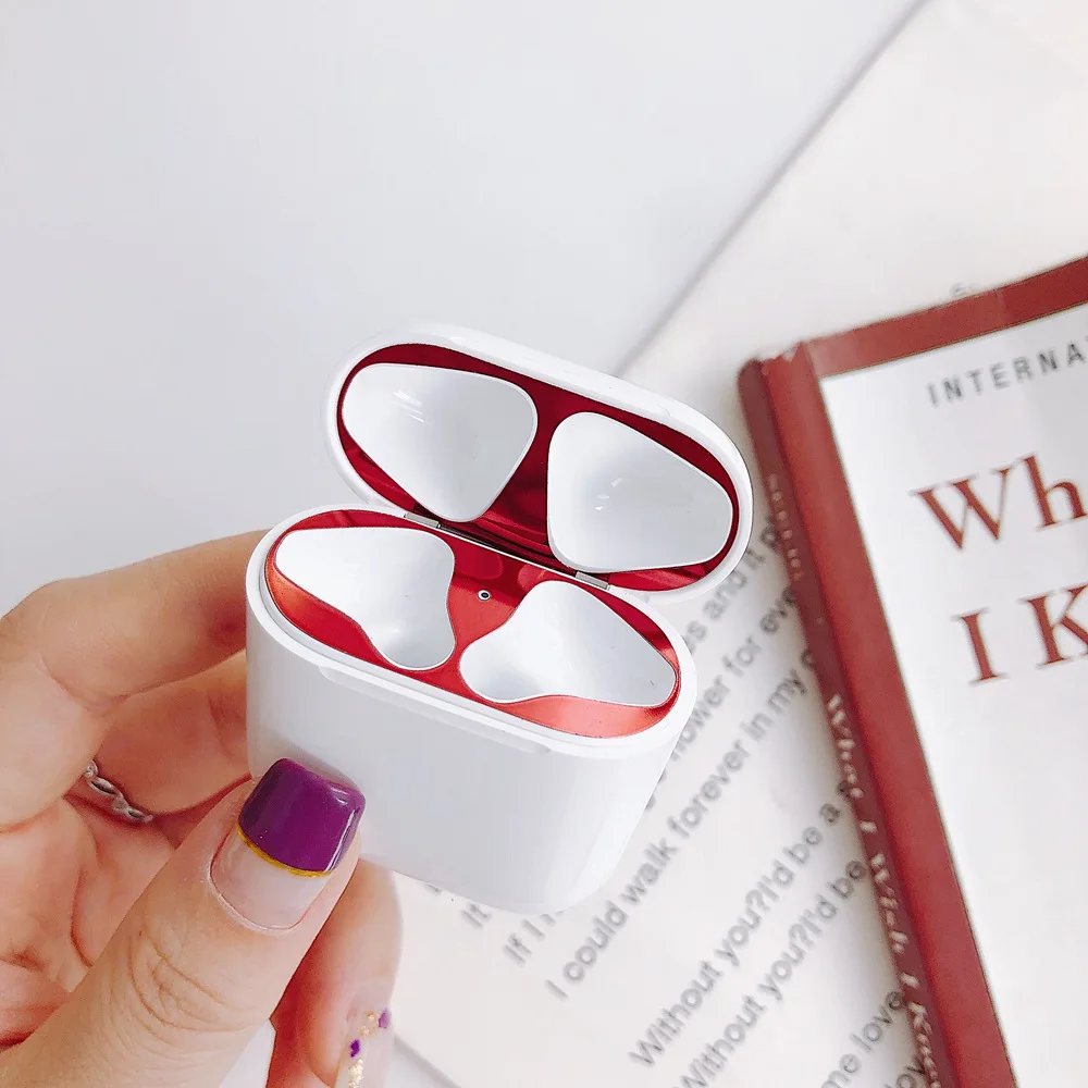 Металлический пылезащитный чехол для Apple Airpods Air Pods защитная наклейка аксессуары