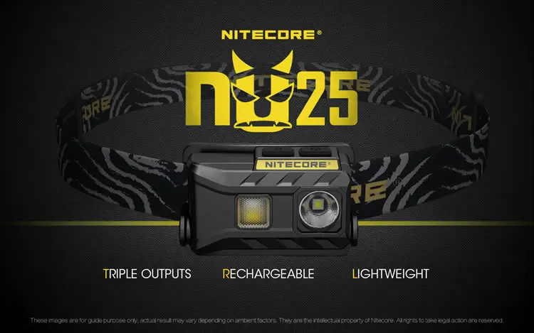 Nitecore Nu25 светодиодный налобный светильник с зарядкой от USB 360 люмен с тройным выходом-белый/красный/высокий CRI-светильник usb зарядка