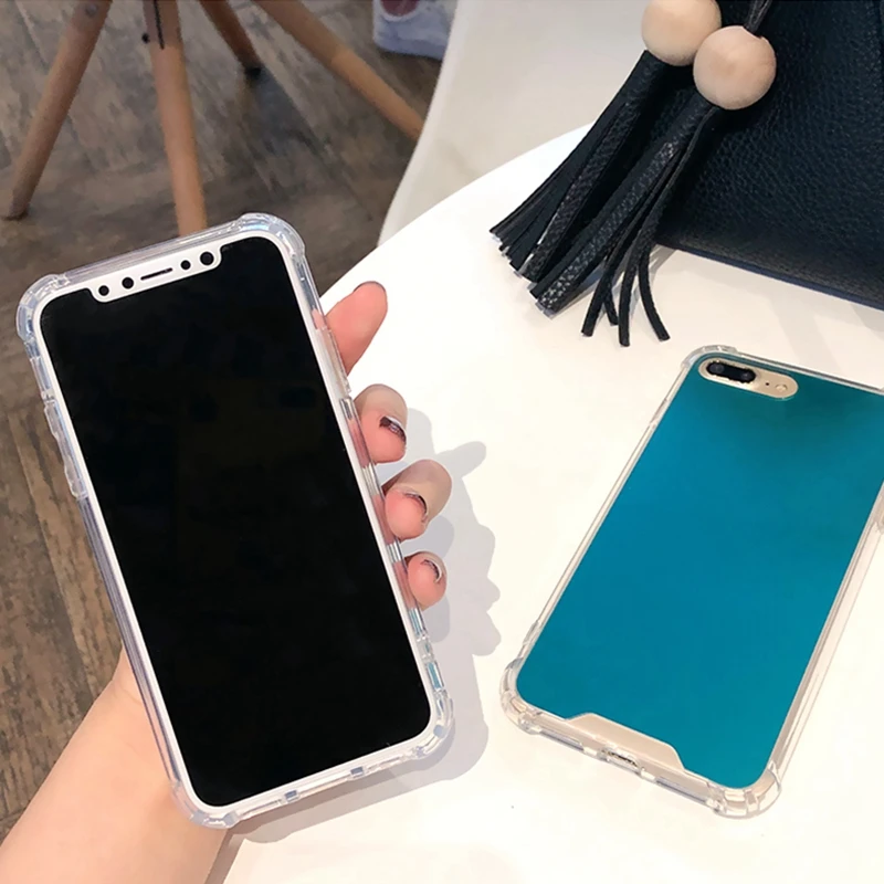 WMZSUCC Мода акриловые зеркало ТПУ воздуха сумка обод телефона чехол для iPhone X 8 7