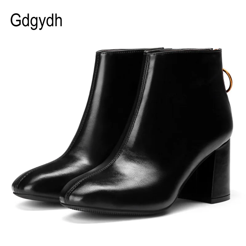 Женские кожаные ботинки Gdgydh на высоком каблуке с резиновой подошвой осень