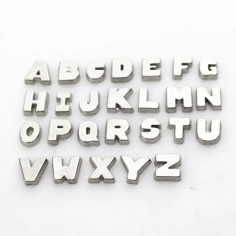 Новинка 260 шт./лот простые серебряные буквы стандартного алфавита Плавающие