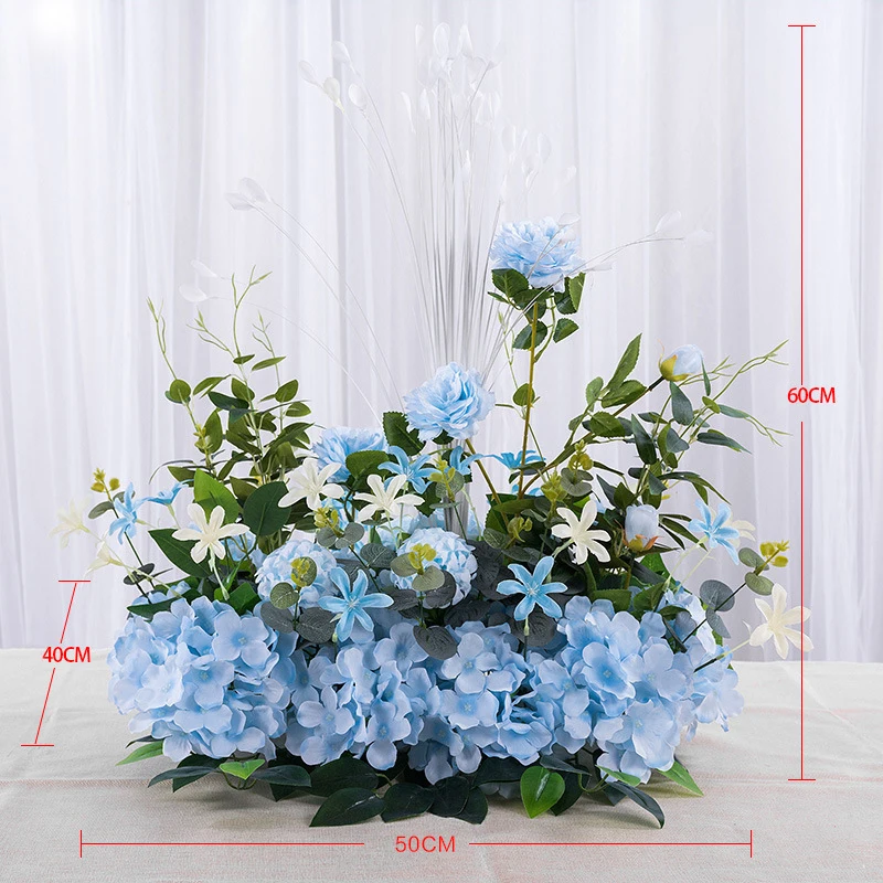 B sky blue 50/100 см на заказ свадебный цветок стены расположение поставки шелк пионы искусственные ряд цветов Декор для свадьбы железная Арка фон - Цвет: B sky blue