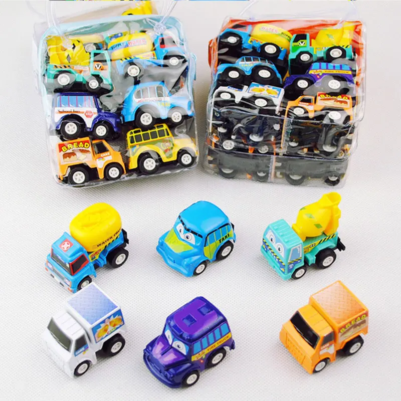 

6pcs Set Pull Back Car Toys Mobile Machinery Shop Construction Vehicle Cartoon Lovely Model Baby Mini Cars Gift Children Toys