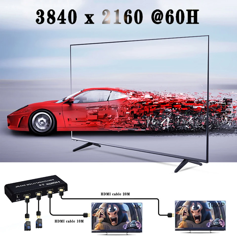 4K 2X2 HDMI 2 0 переключатель/разветвитель с поддержкой 4K60Hz RGB/YUV 4:4:4 Поддержка ИК