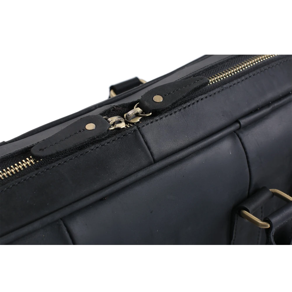 Черный портфель из натуральной кожи ROCKCOW сумка мессенджер для ноутбука мужская