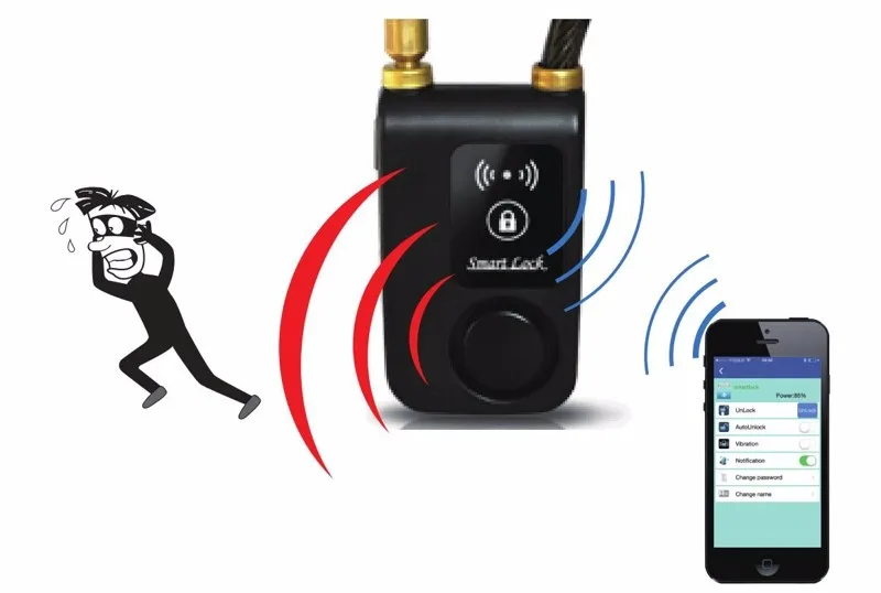 Bluetooth Смарт-замок с звонок на велосипед Смарт-замок велосипед/мотоцикл замок без ключа приложение Contol