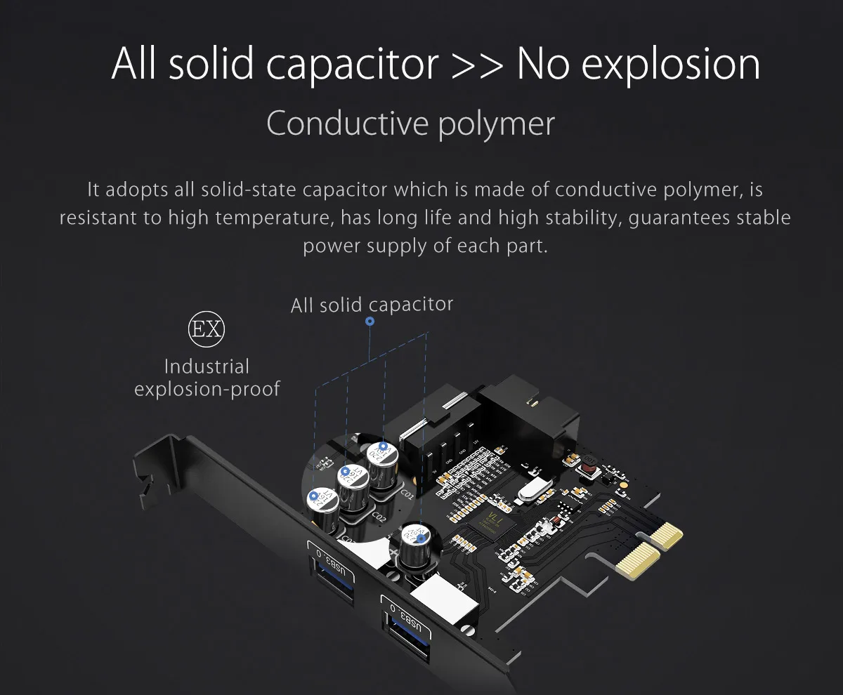 2 порта USB 3,0 PCIe Плата расширения 2 внешних порта и 1 внутренний 19Pin разъем для PCI-E x1/x4/x8/x16 компьютера ПК, PVU3-2O2I