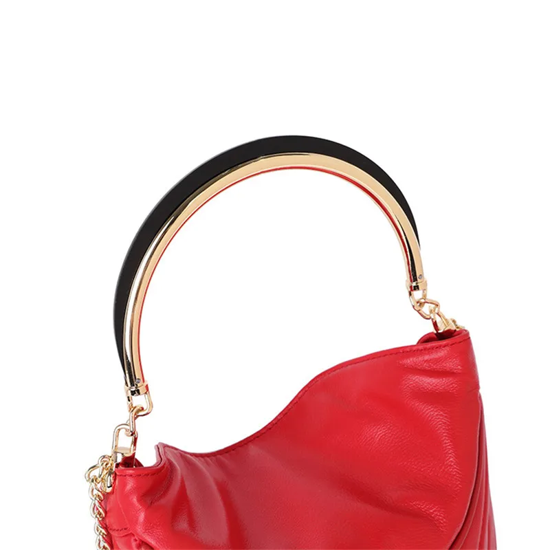 2019 New Fashion Trend Metal Chain Genuine Leather Bag Diamond Lattice Shoulder Luxury Handbags Women Bags Designer | Багаж и сумки