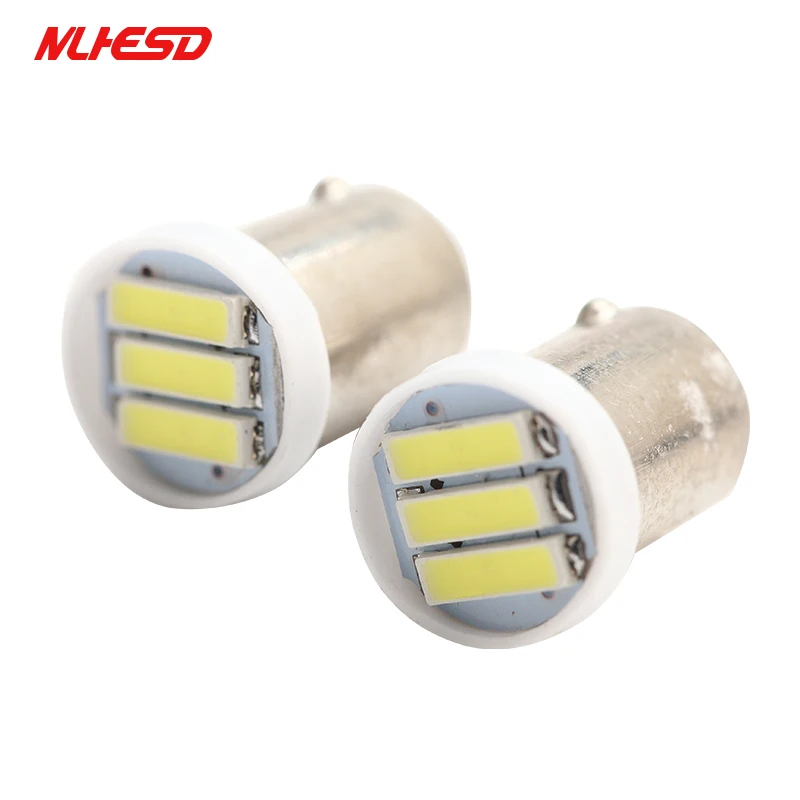 

100pcs BA9S LED 3 SMD 7020 3SMD 7014 LED T4W 1895 cold white Wedge Bulbs Dome Reading Light Map Indicator License Plate Light