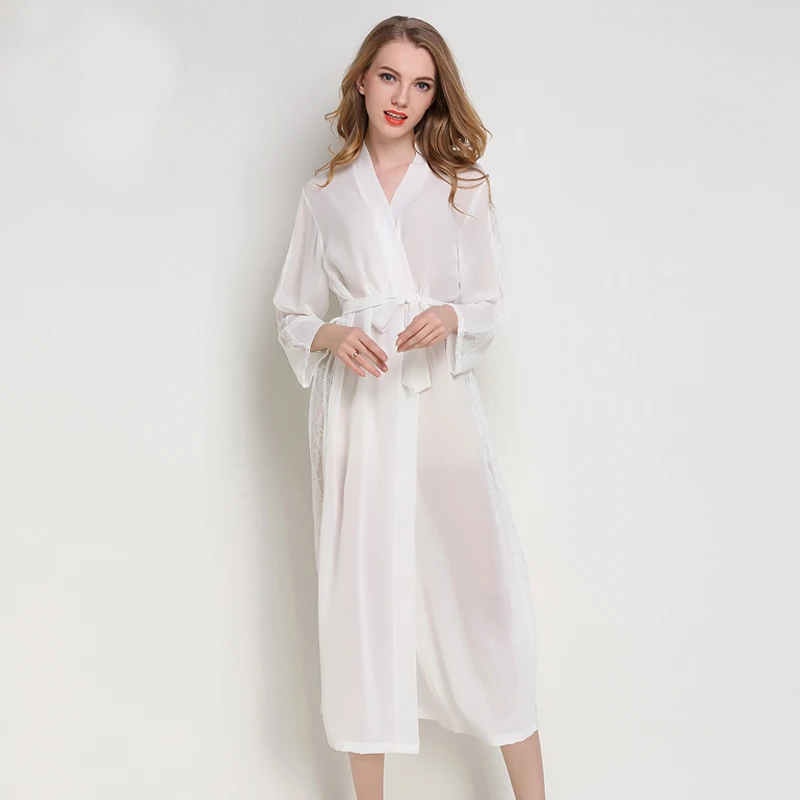 Пижама с длинными рукавами тонкая кружевная ночная одежда из шифона прозрачная