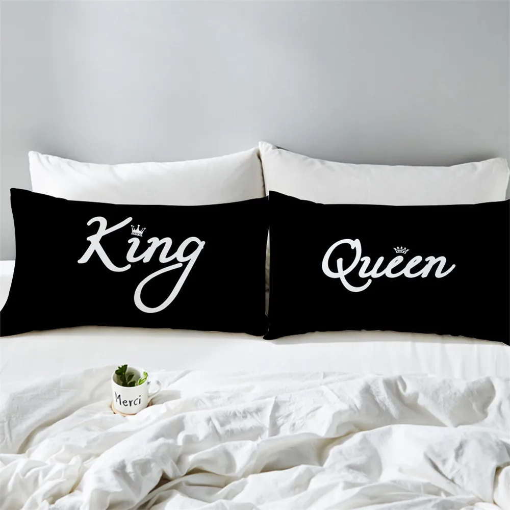 Наволочка для пары наволочка подушки с надписью KING QUEEN влюбленных подарок на день