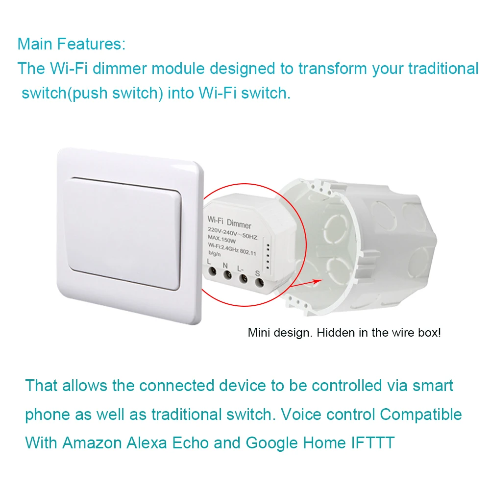 Умный диммер Tuya с Wi Fi 150 Вт Alexa Echo Google Home|Модули для умного дома| |