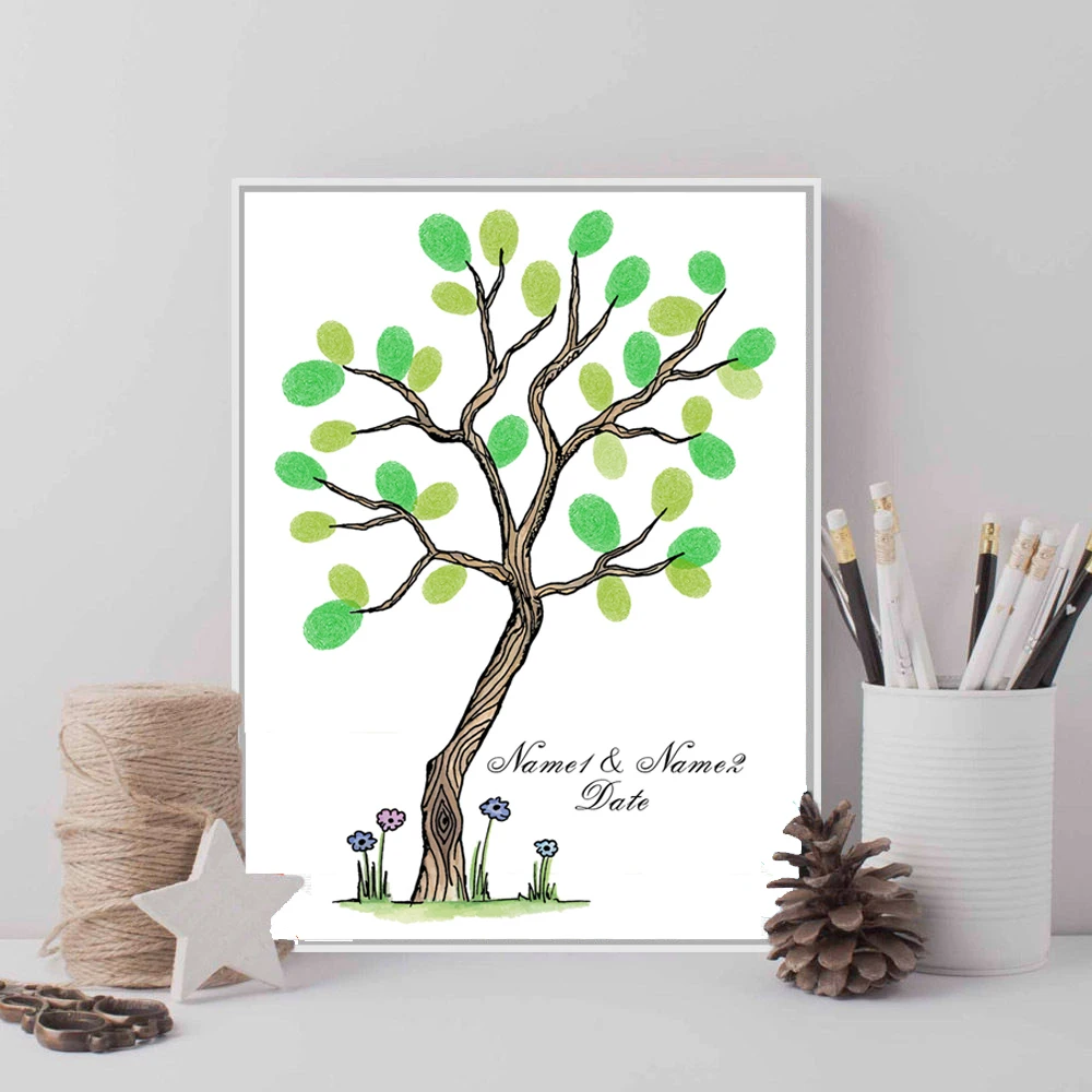 DIY персонализированные отпечатков пальцев Гостевая книга для свадебного дерева